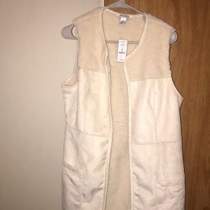 Faux Suede Sherpa Vest - White House black market